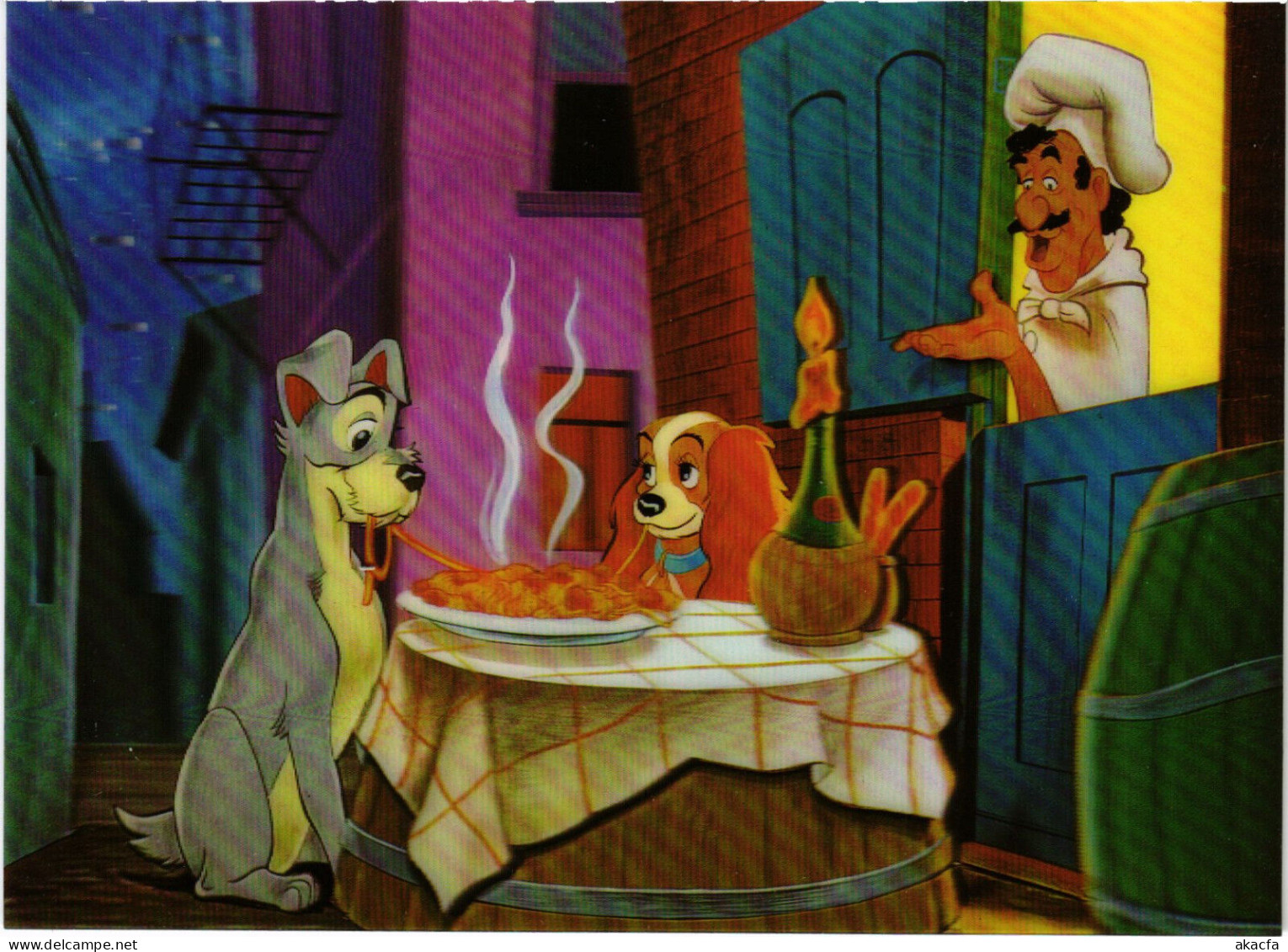 PC DISNEY, LADY AND THE TRAMP, Modern 3D Postcard (b52875) - Disneyworld