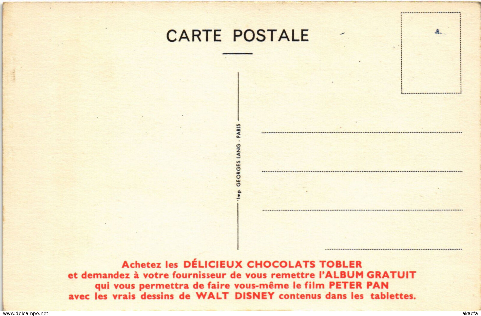 PC DISNEY, TOBLER, DONALD DUCK, Vintage Postcard (b52864) - Disneyworld