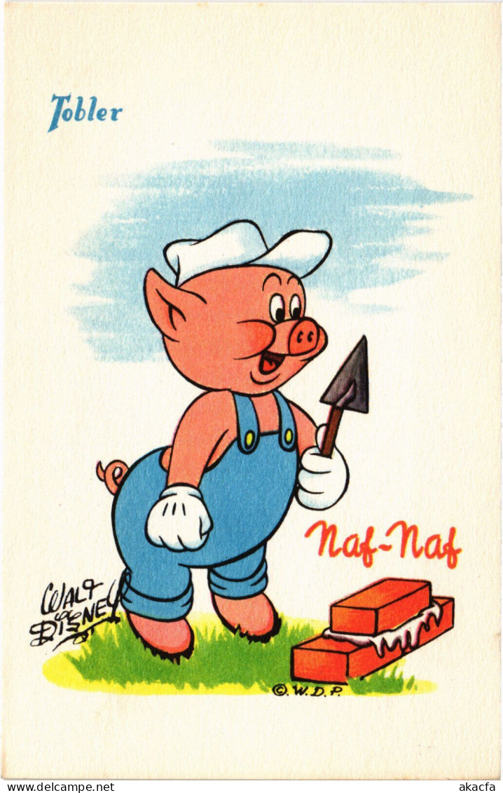 PC DISNEY, TOBLER, NAF-NAF, LITTLE PIG, Vintage Postcard (b52859) - Disneyworld