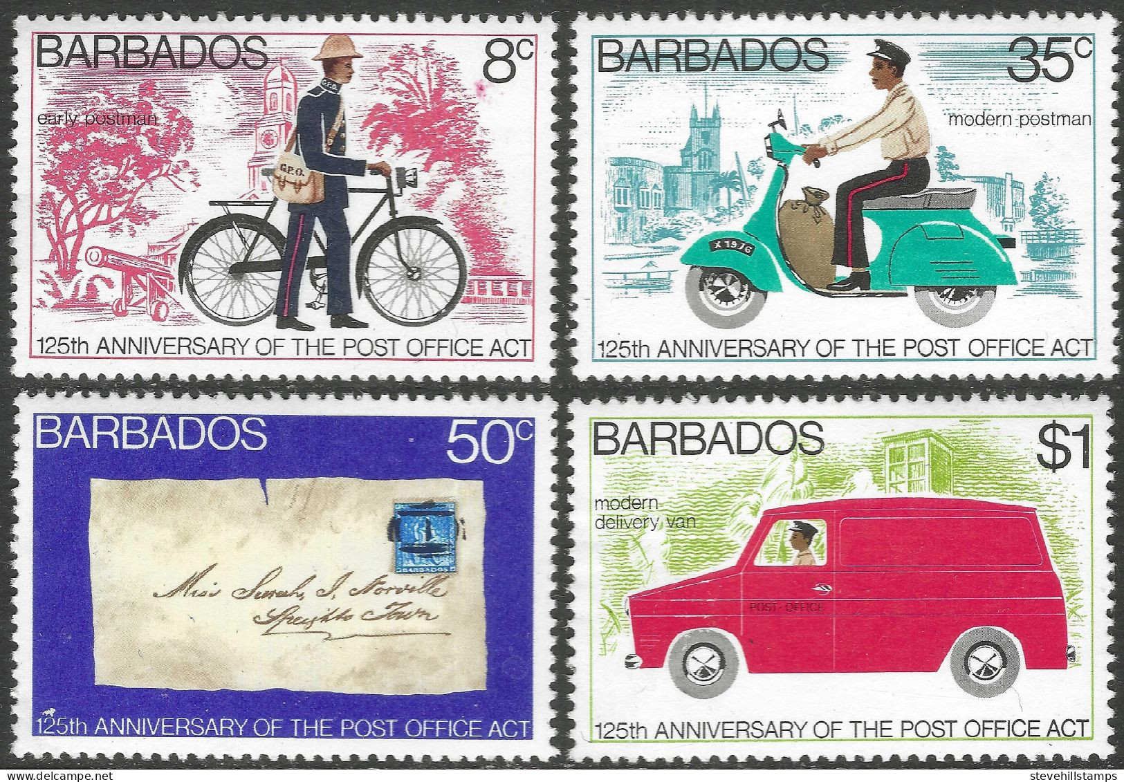 Barbados. 1976 125th Anniversary Of Post Office Act. MH Complete Set. SG 565-568. M4099 - Barbados (1966-...)