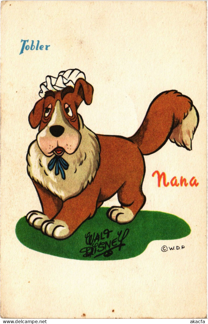 PC DISNEY, TOBLER, NANA, DOG, PETER PAN, Vintage Postcard (b52856) - Disneyworld