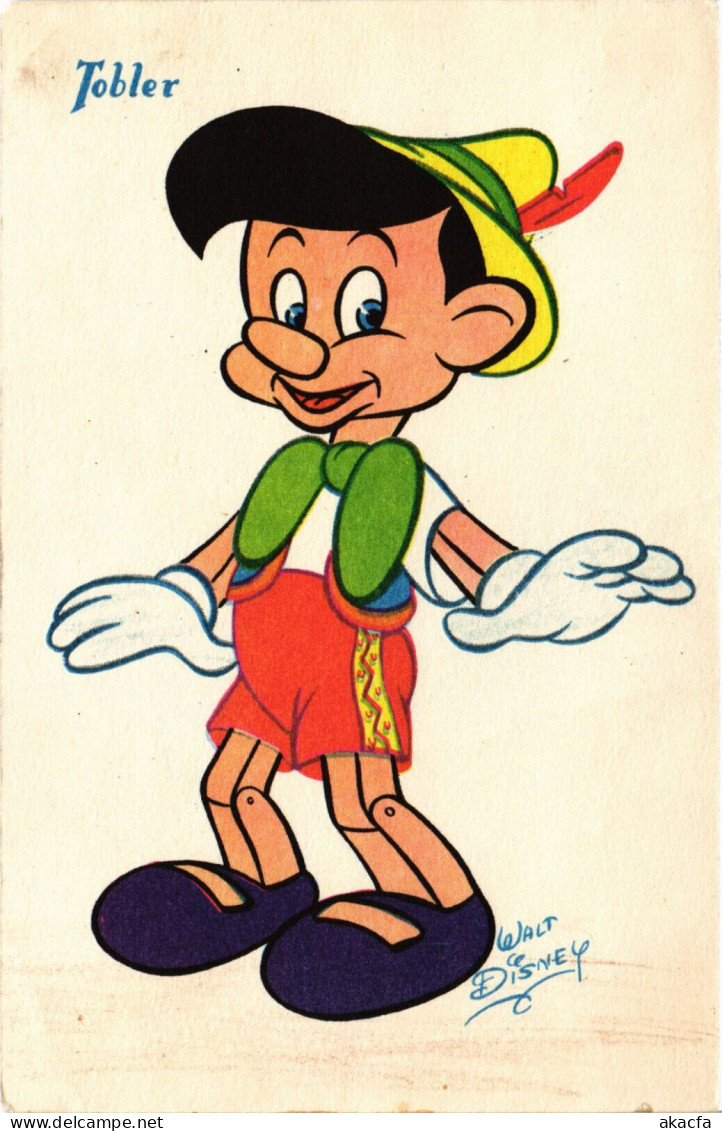 PC DISNEY, TOBLER, PINOCCHIO, Vintage Postcard (b52855) - Disneyworld