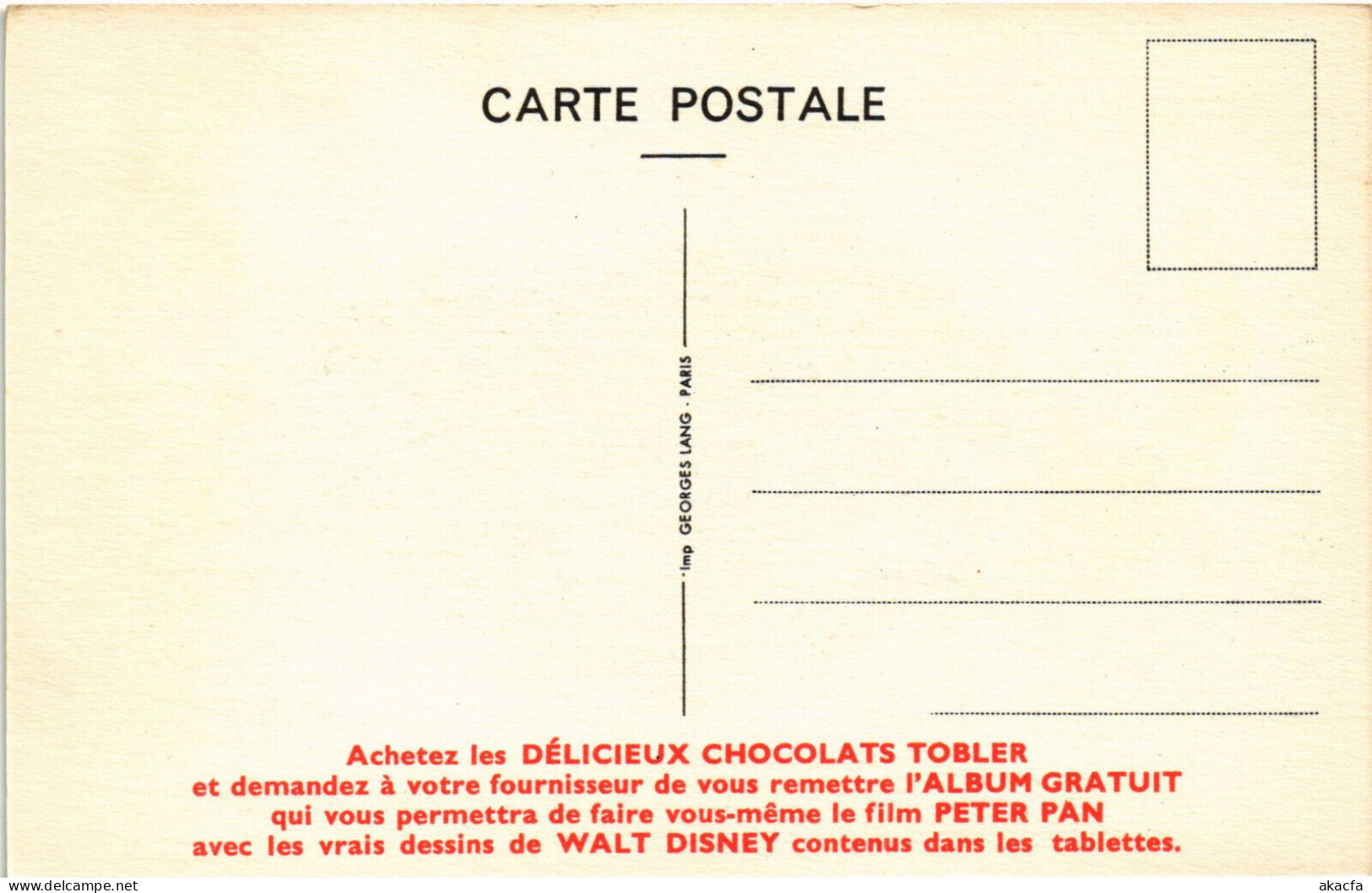 PC DISNEY, TOBLER, COBIE, Vintage Postcard (b52849) - Disneyworld