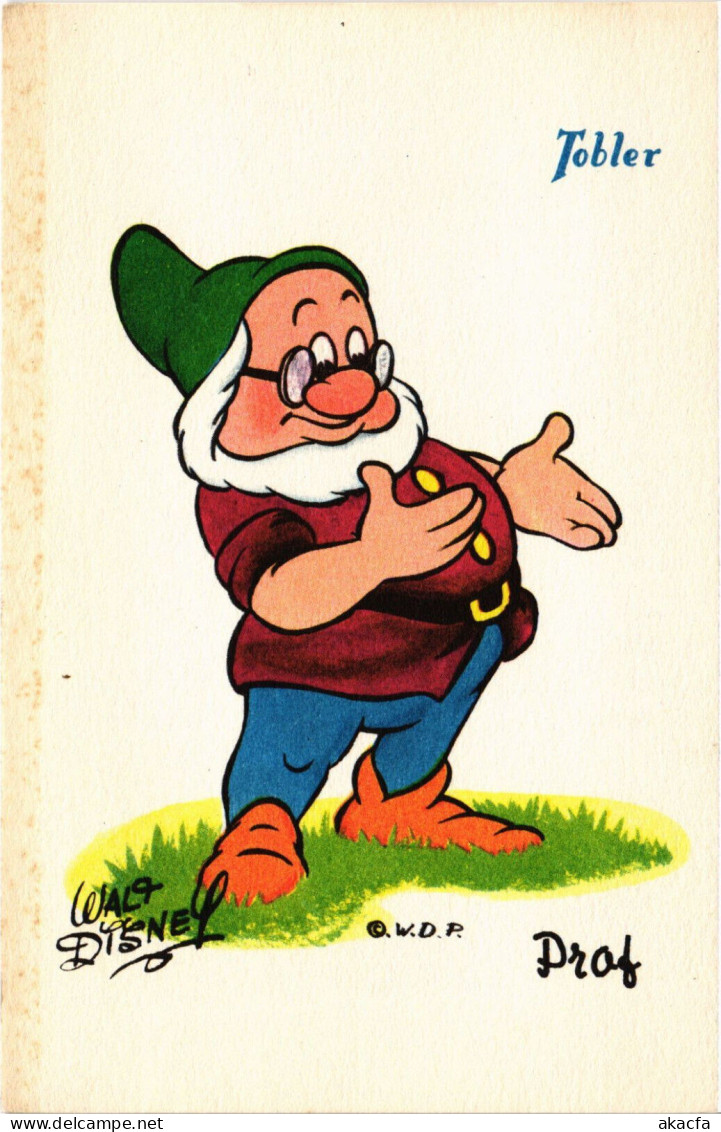 PC DISNEY, TOBLER, PROF, DOC, DWARF, Vintage Postcard (b52844) - Disneyworld