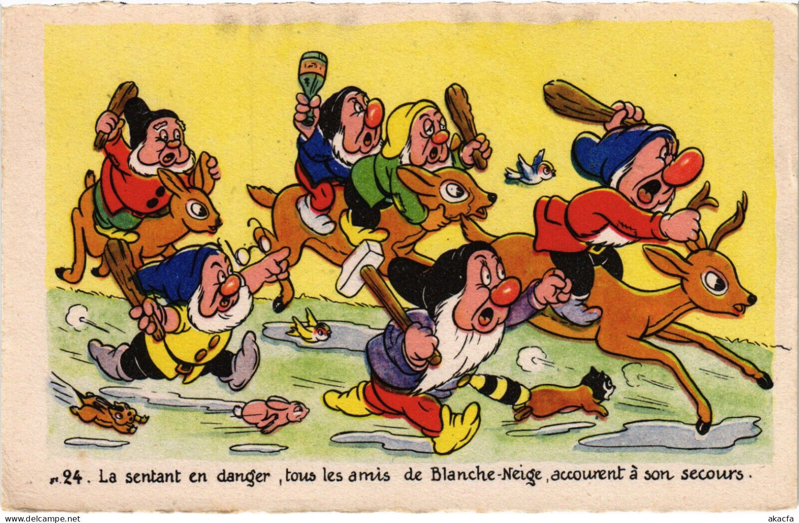 PC DISNEY, SNOW WHITE, LE SENTANT EN DANGER, Vintage Postcard (b52838) - Disneyworld