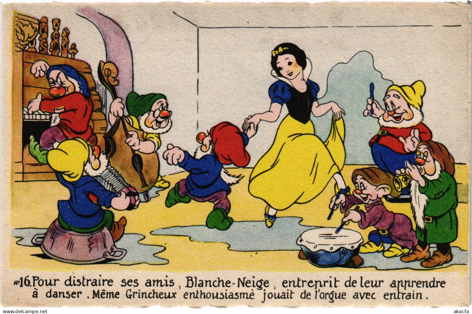 PC DISNEY, SNOW WHITE, POUR DISTRAIRE SES AMIS, Vintage Postcard (b52841) - Disneyworld