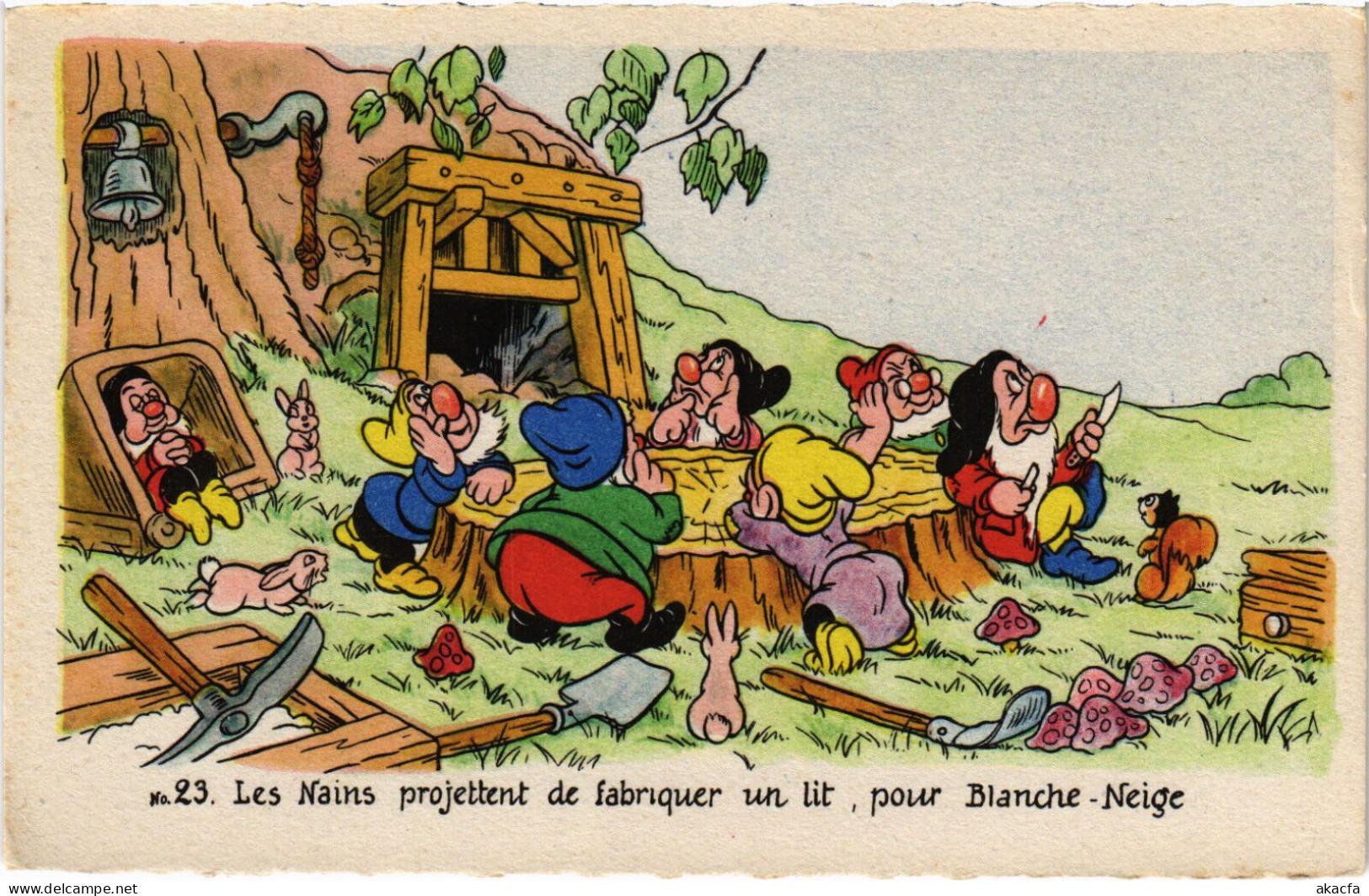 PC DISNEY, SNOW WHITE, LES NAINS PROJETTENT, Vintage Postcard (b52832) - Disneyworld