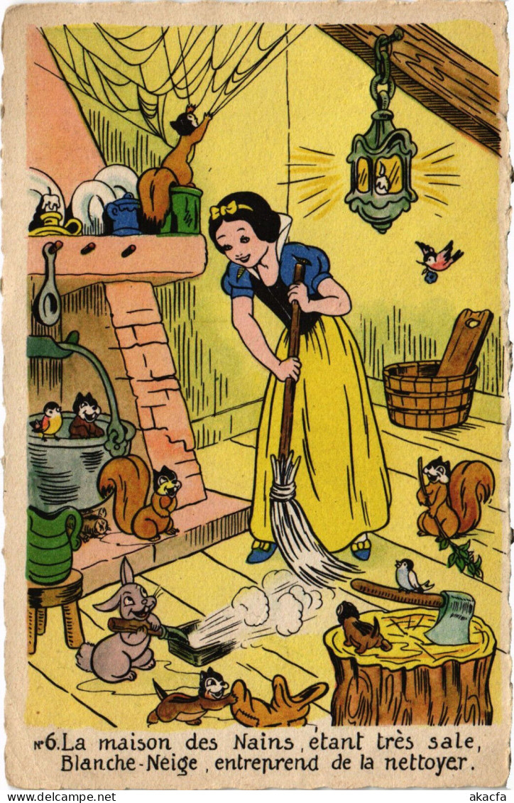 PC DISNEY, SNOW WHITE, LA MAISON DES NAINS, Vintage Postcard (b52816) - Disneyworld