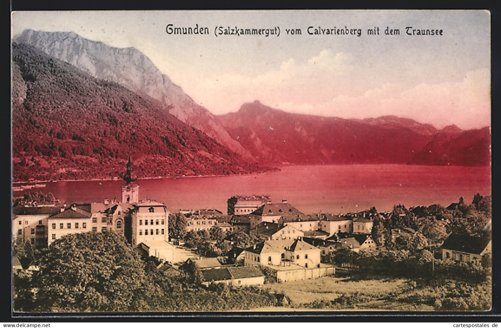 AK Gmunden /Salzkammergut, Ortsansicht Vom Calvarienberg Mit Dem Traunsee  - Otros & Sin Clasificación