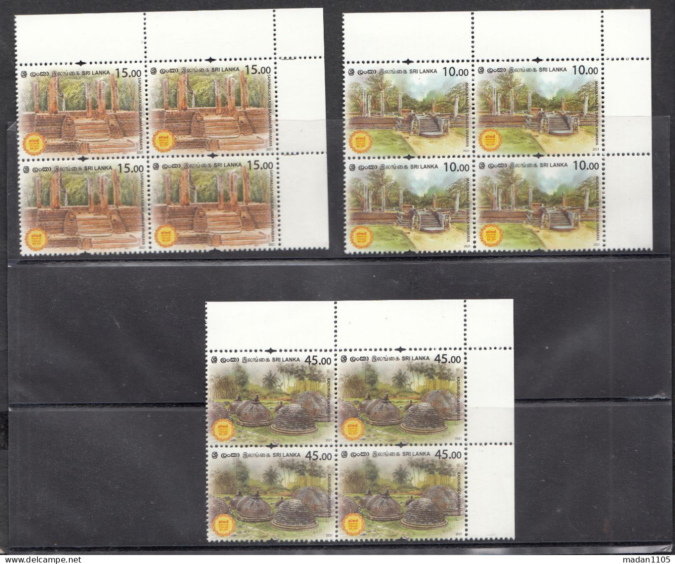 SRI LANKA,   2021,  Vesak, Set 3 V,   Block Of 4,  MNH, (**) - Sri Lanka (Ceylon) (1948-...)