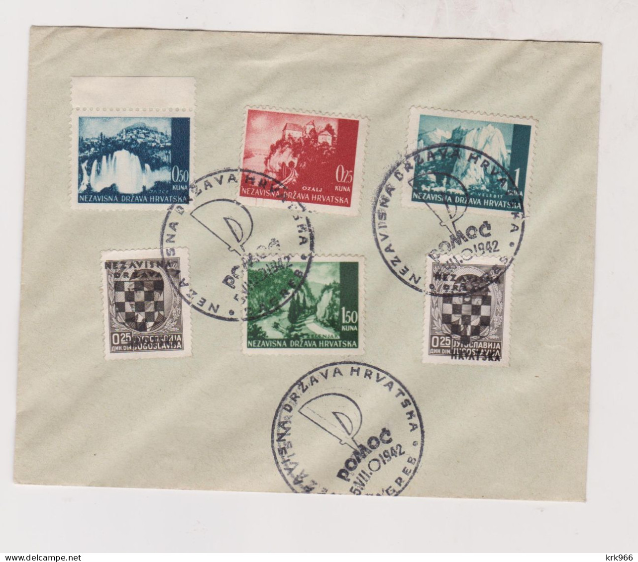 CROATIA WW II 1942 POMOC Hand Cancel Cover - Croatie