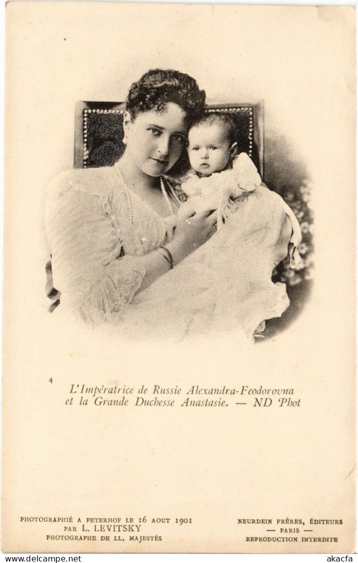 PC RUSSIAN ROYALTY EMPRESS ALEXANDRA FEODOROVNA GDE DUCHESS ANASTASIA (a56720) - Familias Reales