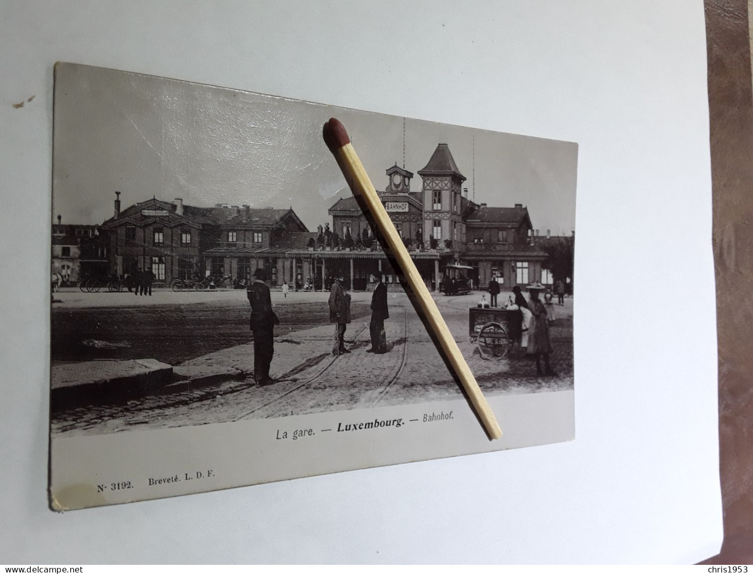 CARTE PHOTO LUXEMBOURG LA GARE BAHNHOF AVEC TRAM TRAMWAY VERZONDEN NAAR FRANCE 1905 - Luxembourg - Ville