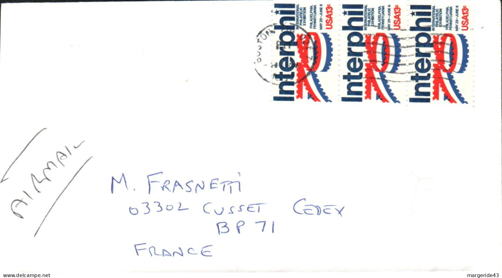 USA ETATS UNIS AFFRANCHISSEMENT COMPOSE SUR LETTRE DE BOSTON POUR LA FRANCE 1990 - Storia Postale