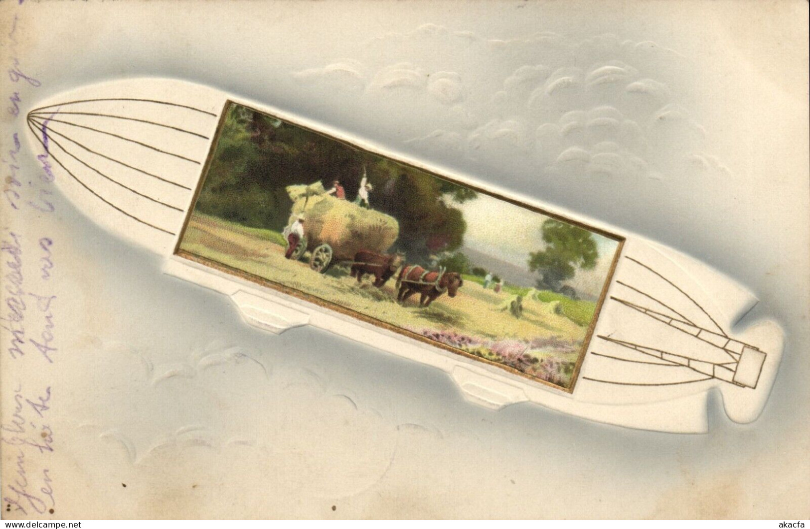 PC CPA ZEPPELIN FANTASY AVIATION SURREALISM VINTAGE POSTCARD (b53310) - Zeppeline