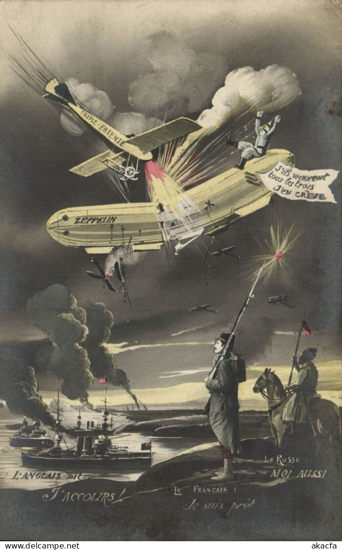 PC CPA ZEPPELIN FANTASY MILITARY WWI. AVIATION SURREALISM VINTAGE PC (b53293) - Dirigeables