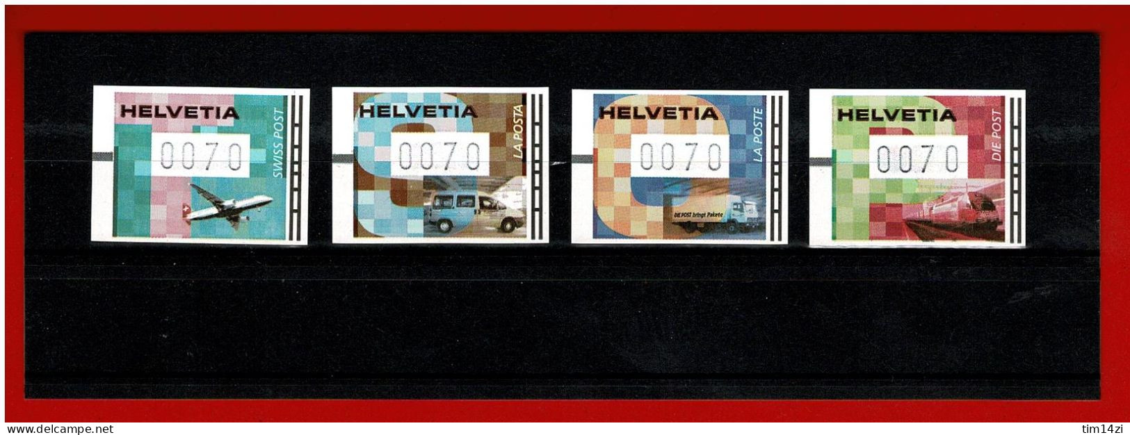 2001 - SUISSE - N° 16/19 - NEUFS** - TRANSPORTS POSTAUX -  COTE Y&T : 7.00 Euros - Automatenzegels