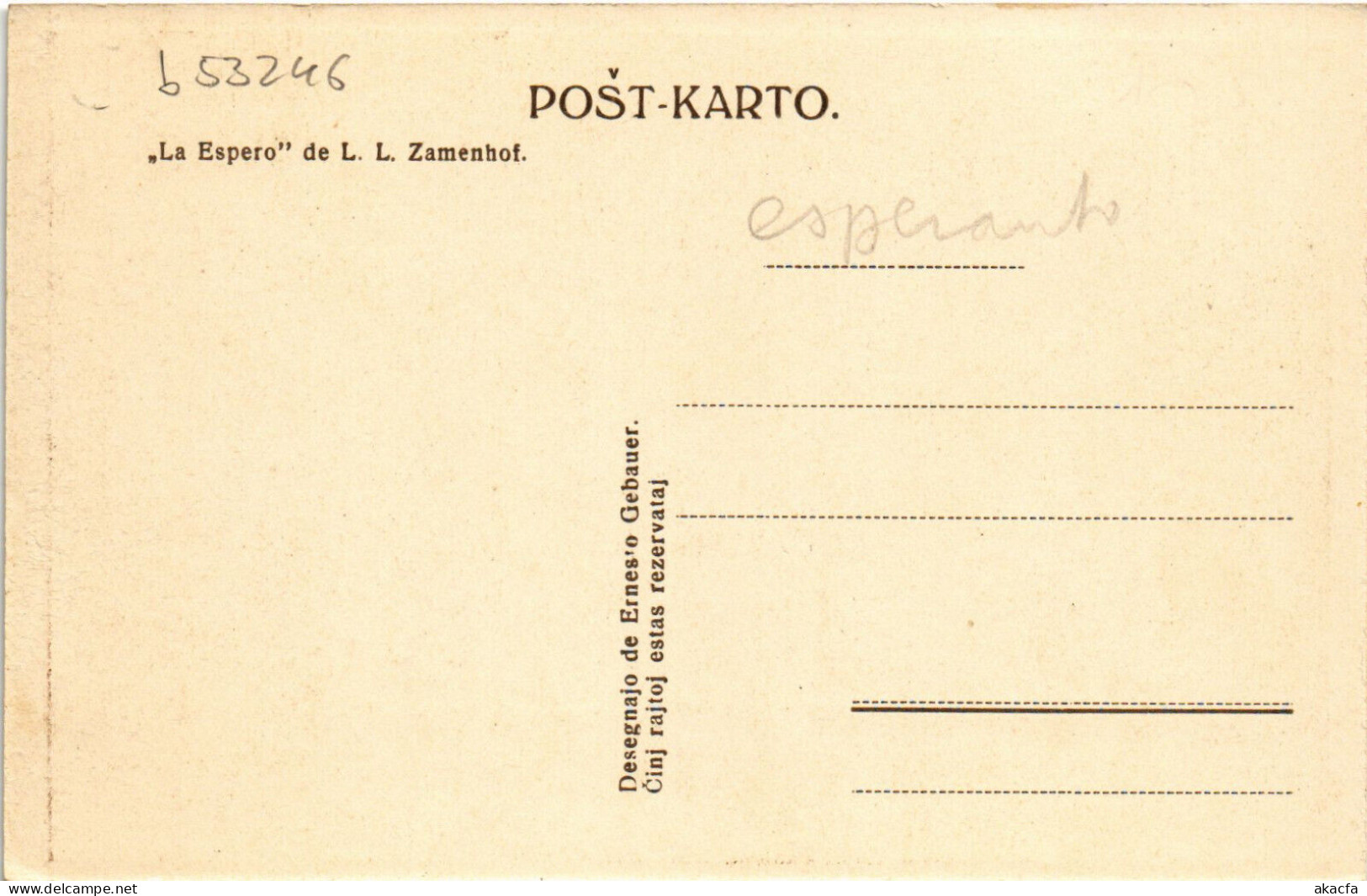 PC ESPERANTO, SUB LA SANKTA SIGNO, Vintage Postcard (b53246) - Esperanto