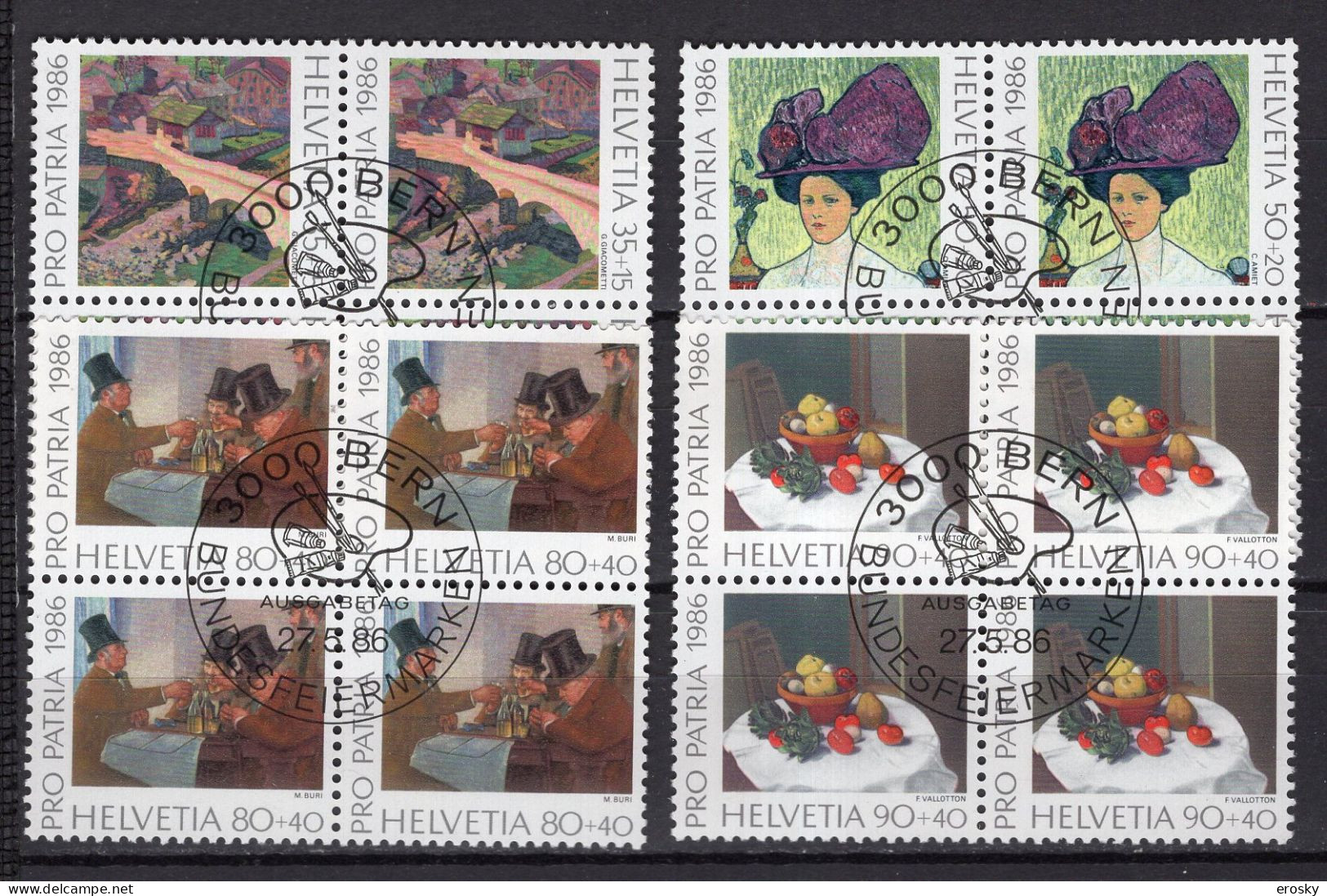 T3218 - SUISSE SWITZERLAND Yv N°1246/49 Pro Patria Fete Nationale Bloc - Used Stamps