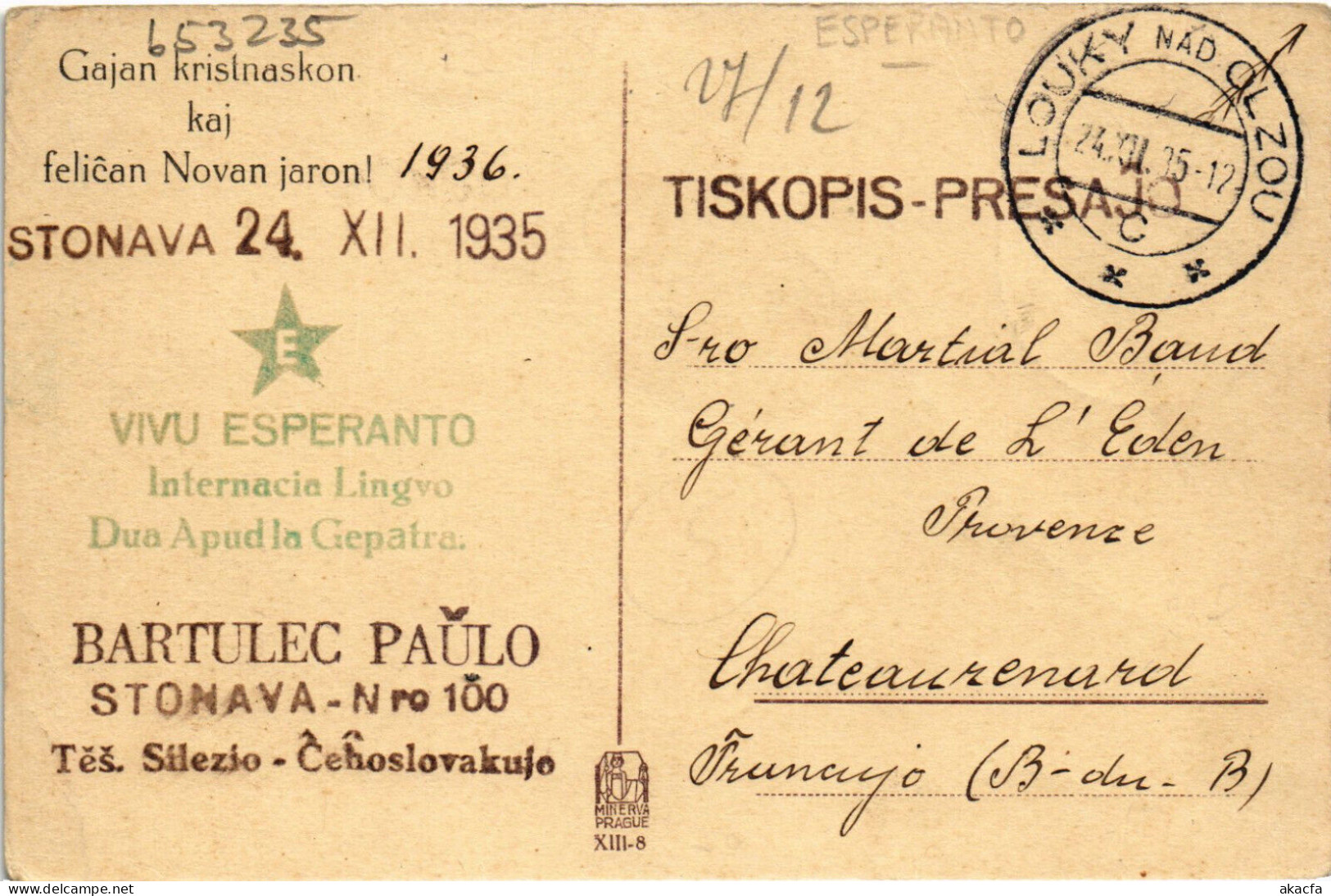 PC ESPERANTO, VIVU ESPERANTO, Vintage Postcard (b53235) - Esperanto