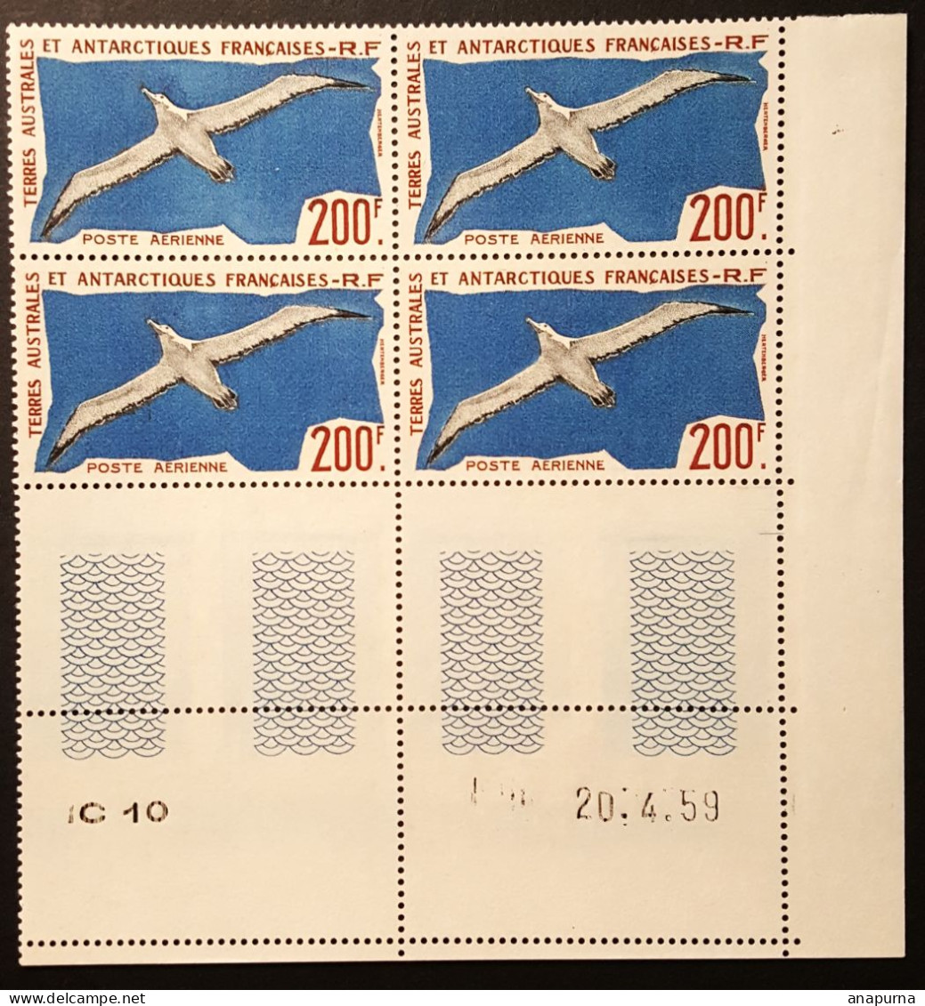 Timbre TAAF, BLOC DE 4 COIN DATE, YT PA4 ALBATROS, EPF Missions PEV - Unused Stamps