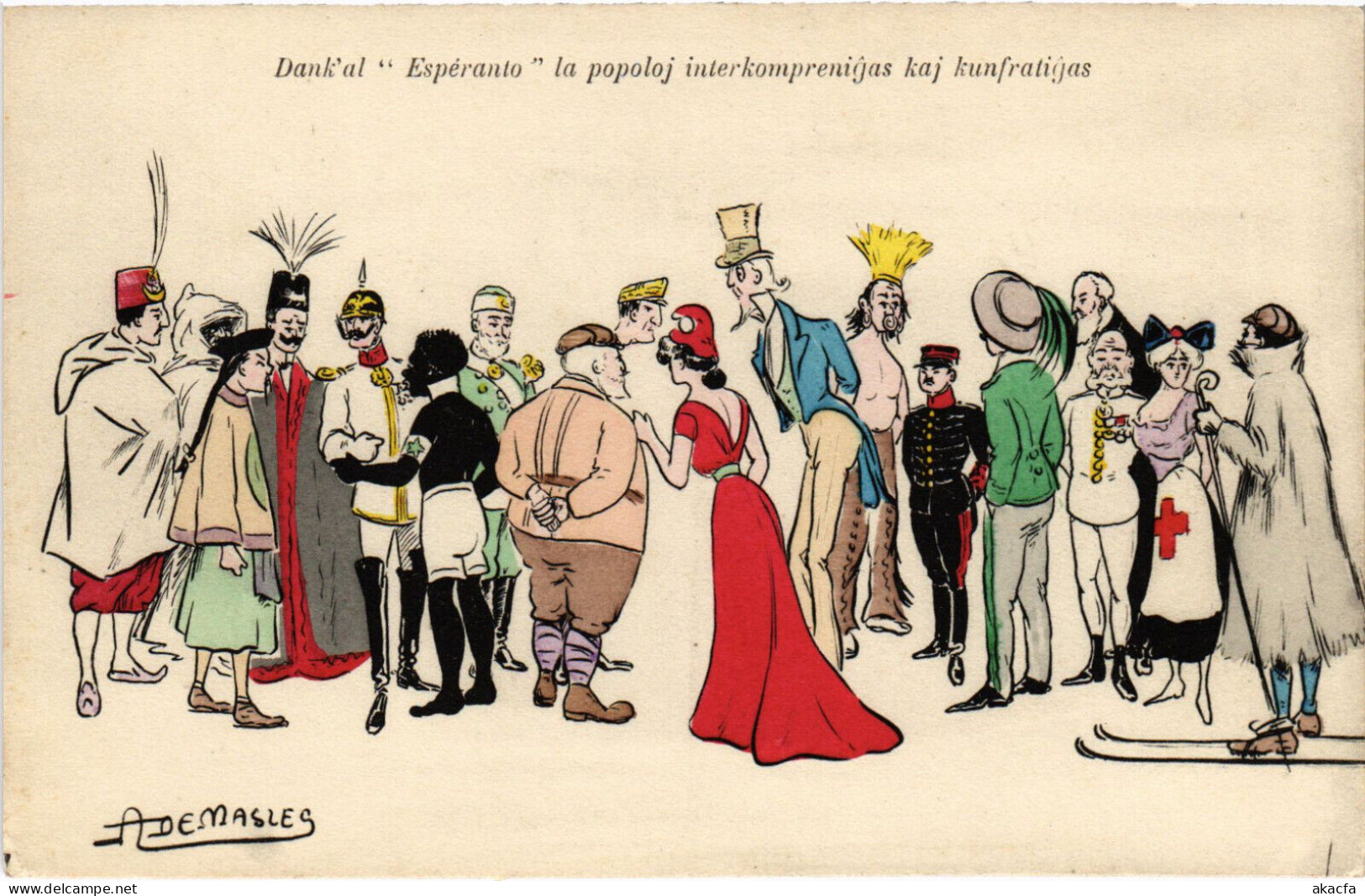 PC ESPERANTO, DANK'AL ESPERANTO LA POPOLOJ, Vintage Postcard (b53243) - Esperanto