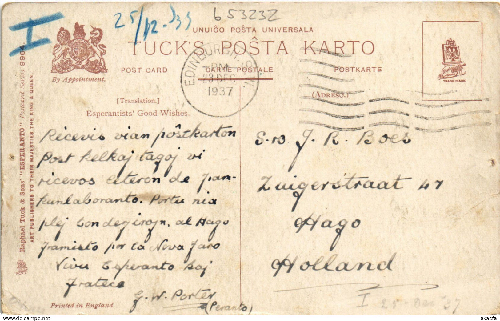 PC ESPERANTO, BONDEZIROJN, Vintage Postcard (b53232) - Esperanto