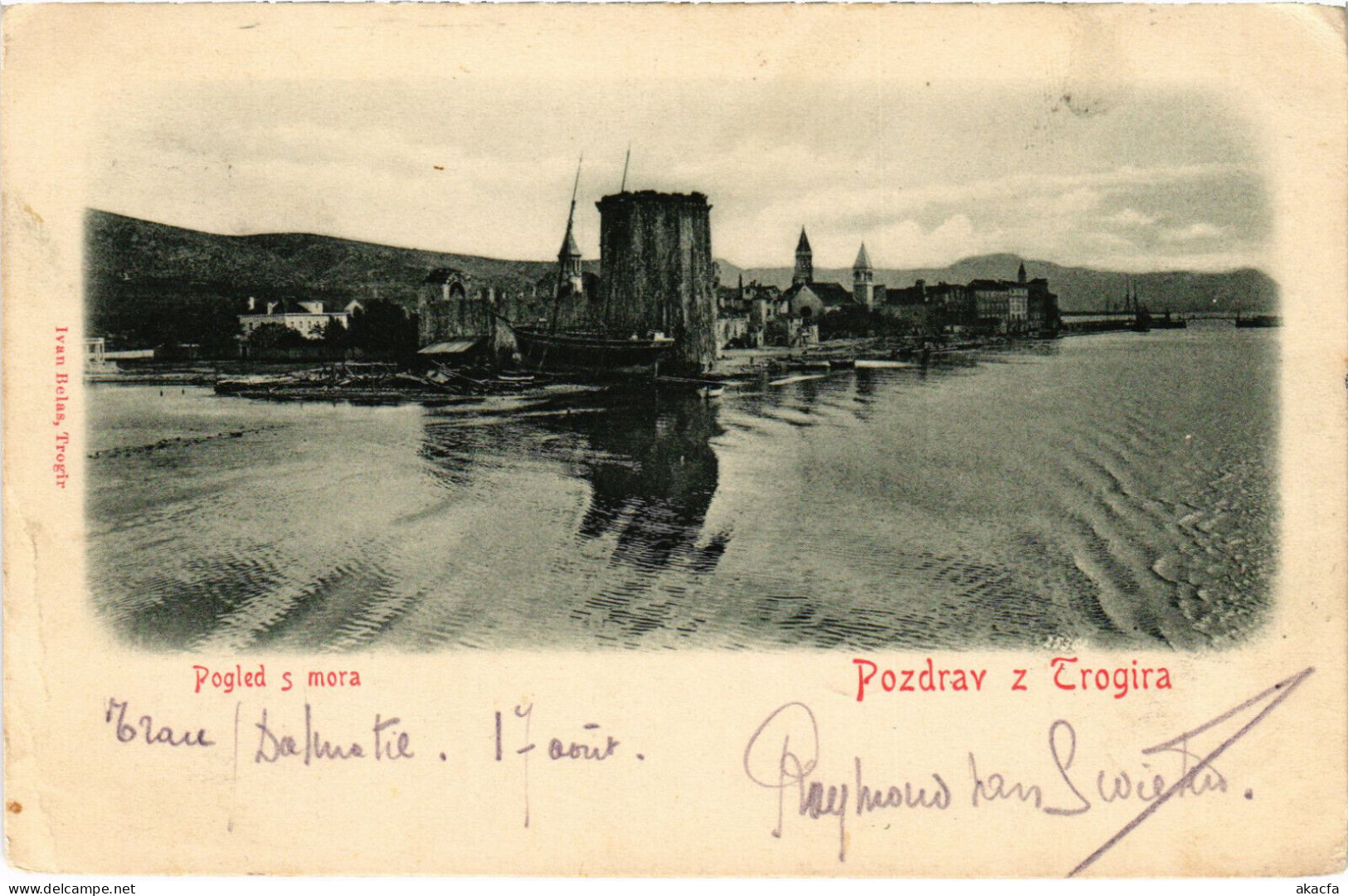 PC CROATIA, POZDRAV S TROGIRA, POGLED S MORA, Vintage Postcard (b53195) - Croatia