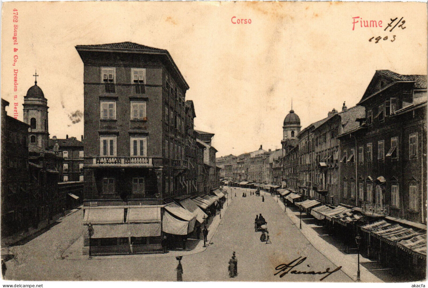 PC CROATIA, FIUME, RIJEKA, CORSO, Vintage Postcard (b53197) - Croacia