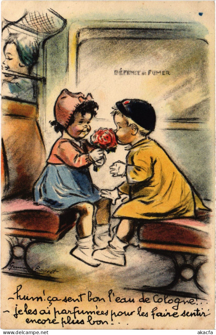 PC ARTIST SIGNED, BOURET, "ADULT" CHILDREN, Vintage Postcard (b53151) - Bouret, Germaine