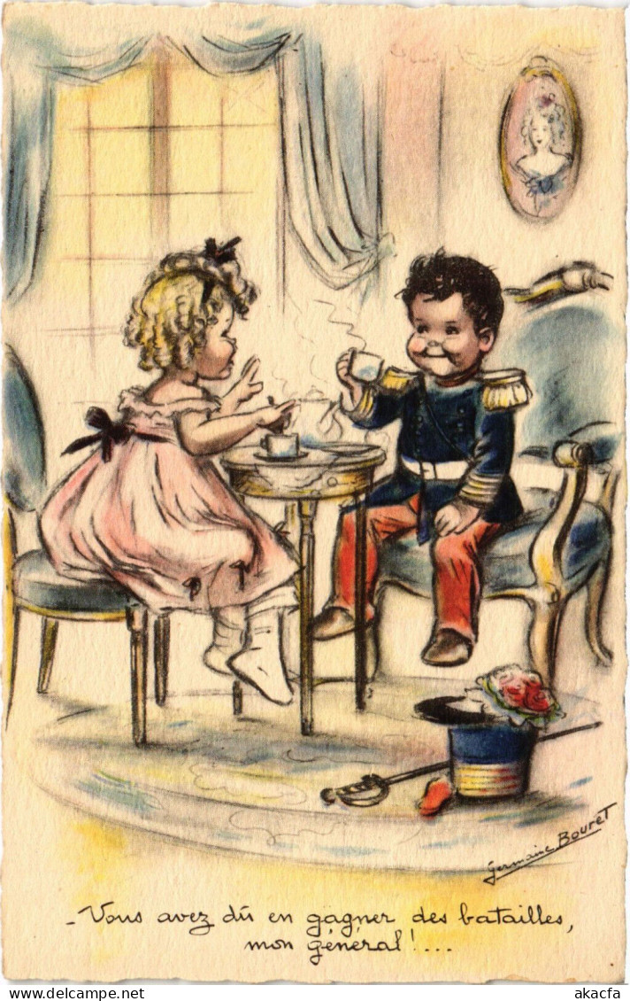 PC ARTIST SIGNED, BOURET, "ADULT" CHILDREN, Vintage Postcard (b53142) - Bouret, Germaine