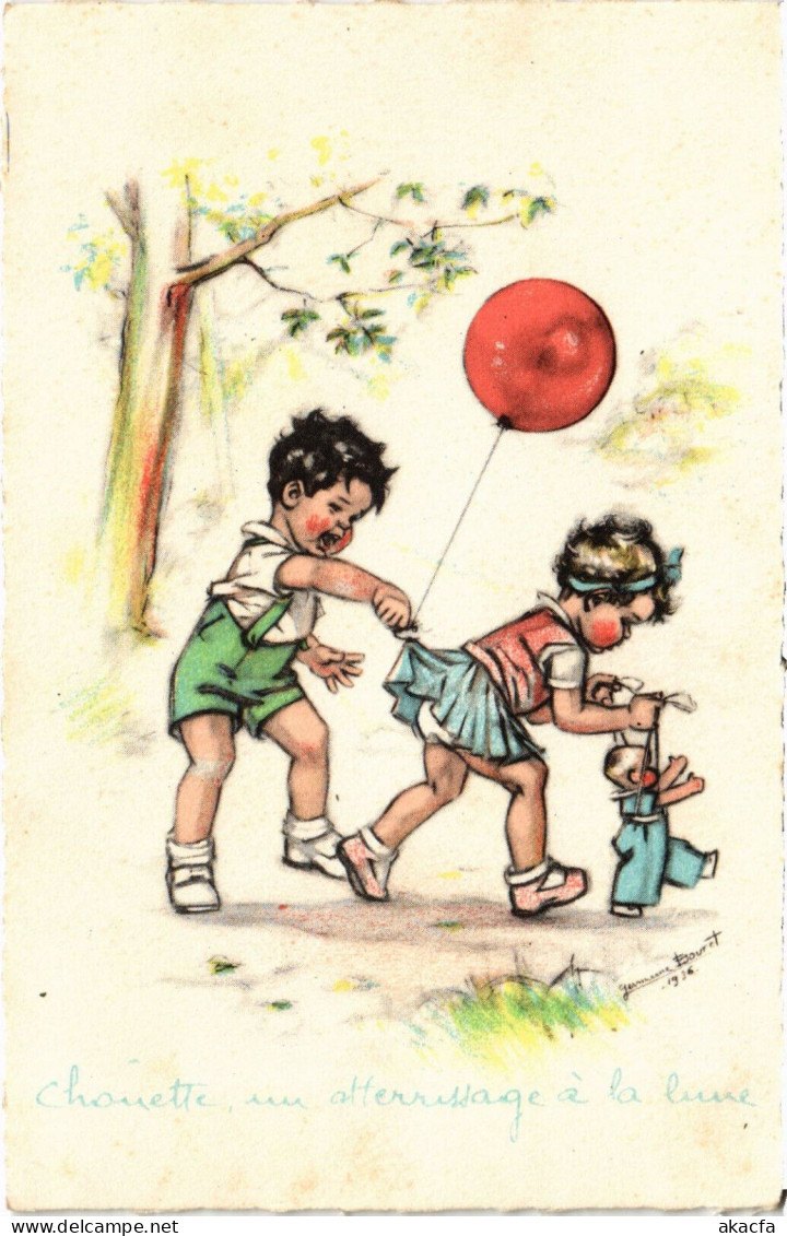 PC ARTIST SIGNED, BOURET, "ADULT" CHILDREN, Vintage Postcard (b53140) - Bouret, Germaine