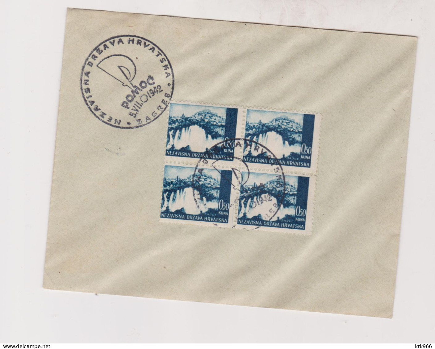 CROATIA WW II 1942 POMOC Hand Cancel Cover - Croatie