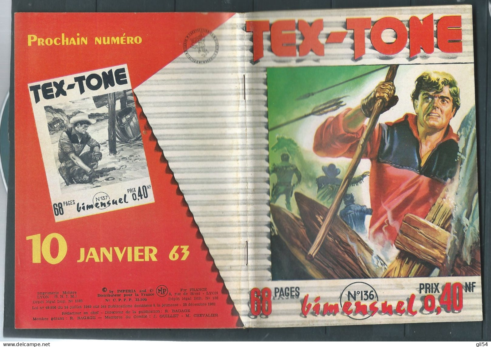 Bd " Tex-Tone  " Bimensuel N° 136 "  Qui Est L'imposteur ?   "      , DL  25 DECEMBRE  1962 - BE- RAP 0903 - Small Size