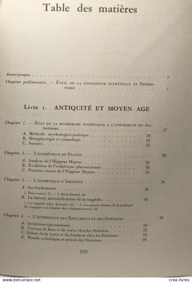 Histoire De L'esthétique - Other & Unclassified