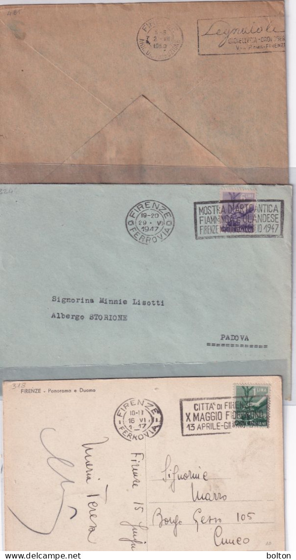 19487-50 N.3 Interessanti Annulli Meccanici A Targhetta Di Firenze - 1946-60: Poststempel
