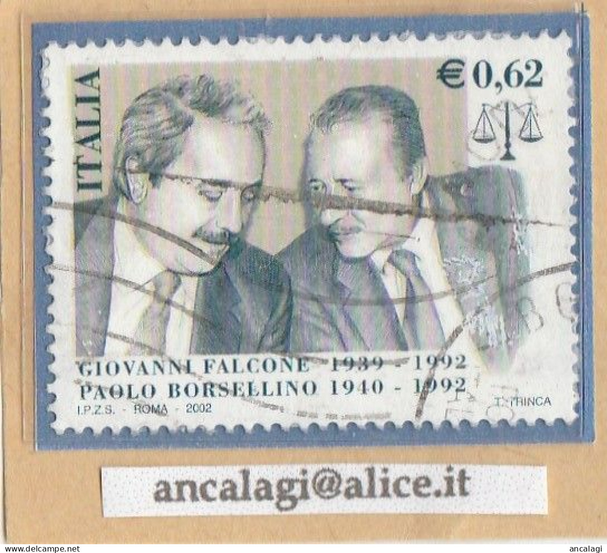 USATI ITALIA 2002 - Ref.0871 "FALCONE E BORSELLINO" 1 Val. - - 2001-10: Gebraucht