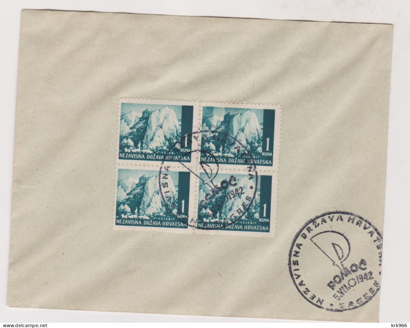 CROATIA WW II 1942 POMOC Hand Cancel Cover - Kroatië