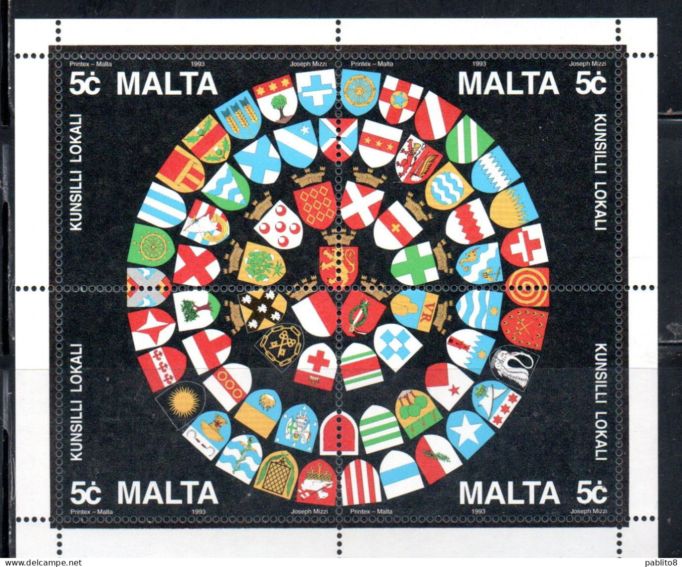 MALTA 1993 LOCAL COUNCILS FLAGS BLOCK SHEET MNH - Malta