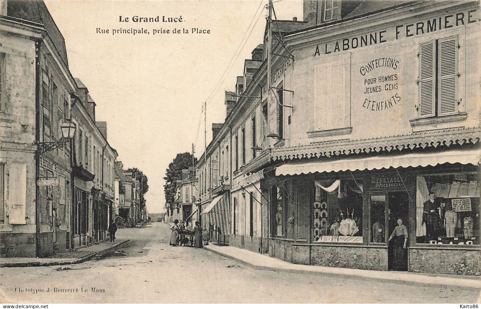 Le Grand Lucé * Rue Principale , Prise De La Place * Commerce Magasin A LA BONNE FERMIERE FRETAULE Successeur - Le Grand Luce