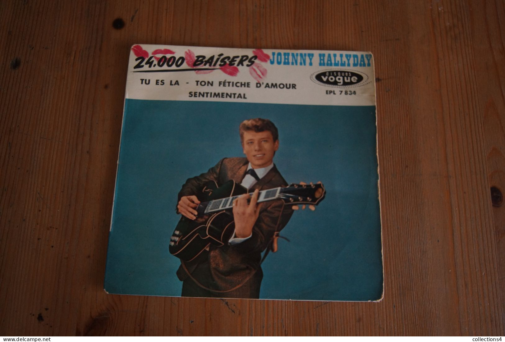 JOHNNY HALLYDAY 24 000 BAISERS  EP   1961 LANGUETTE VALEUR+ - 45 Toeren - Maxi-Single