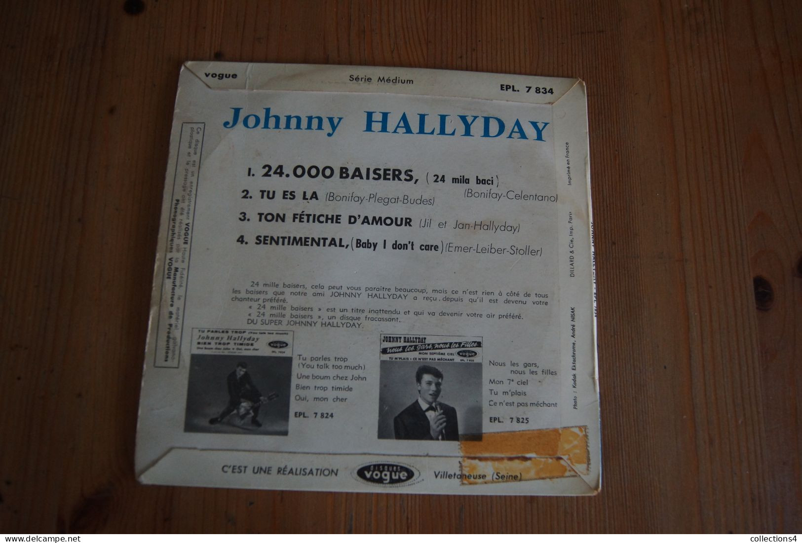 JOHNNY HALLYDAY 24 000 BAISERS  EP   1961 LANGUETTE VALEUR+ - 45 Rpm - Maxi-Single