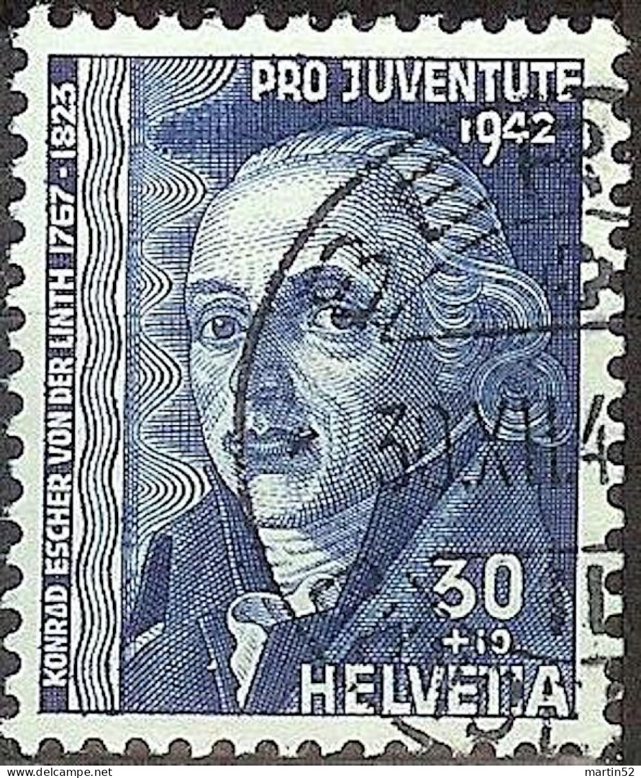 Schweiz Suisse Pro Juventute 1942: Konrad Escher Zu WI 104 Mi 415 Yv 383 Mit Stempel BERN 30.XII.42 (Zu CHF 7.00) - Oblitérés