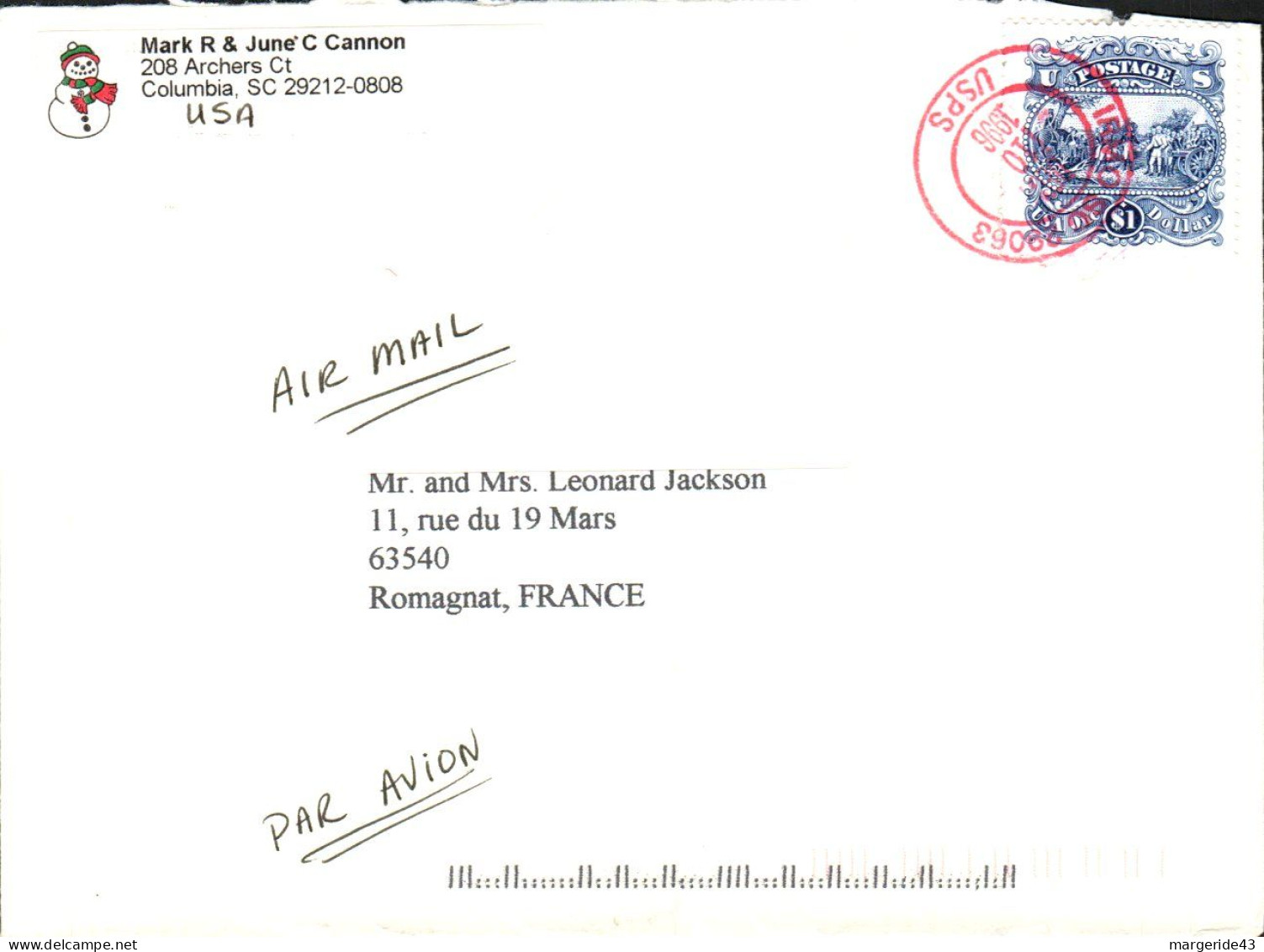 USA ETATS UNIS SEUL SUR LETTRE POUR LA FRANCE 1996 - Lettres & Documents