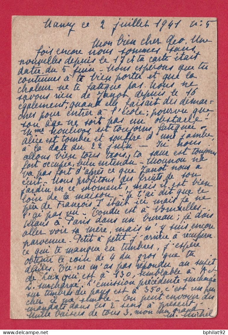 !!! ENTIER POSTAL IRIS À 80C AVEC SURTAXE AÉRIENNE, DE LA FRANCE POUR UN LÉGIONNAIRE À SIDI BEL ABBÈS, ALGÉRIE DE 1941 - Storia Postale