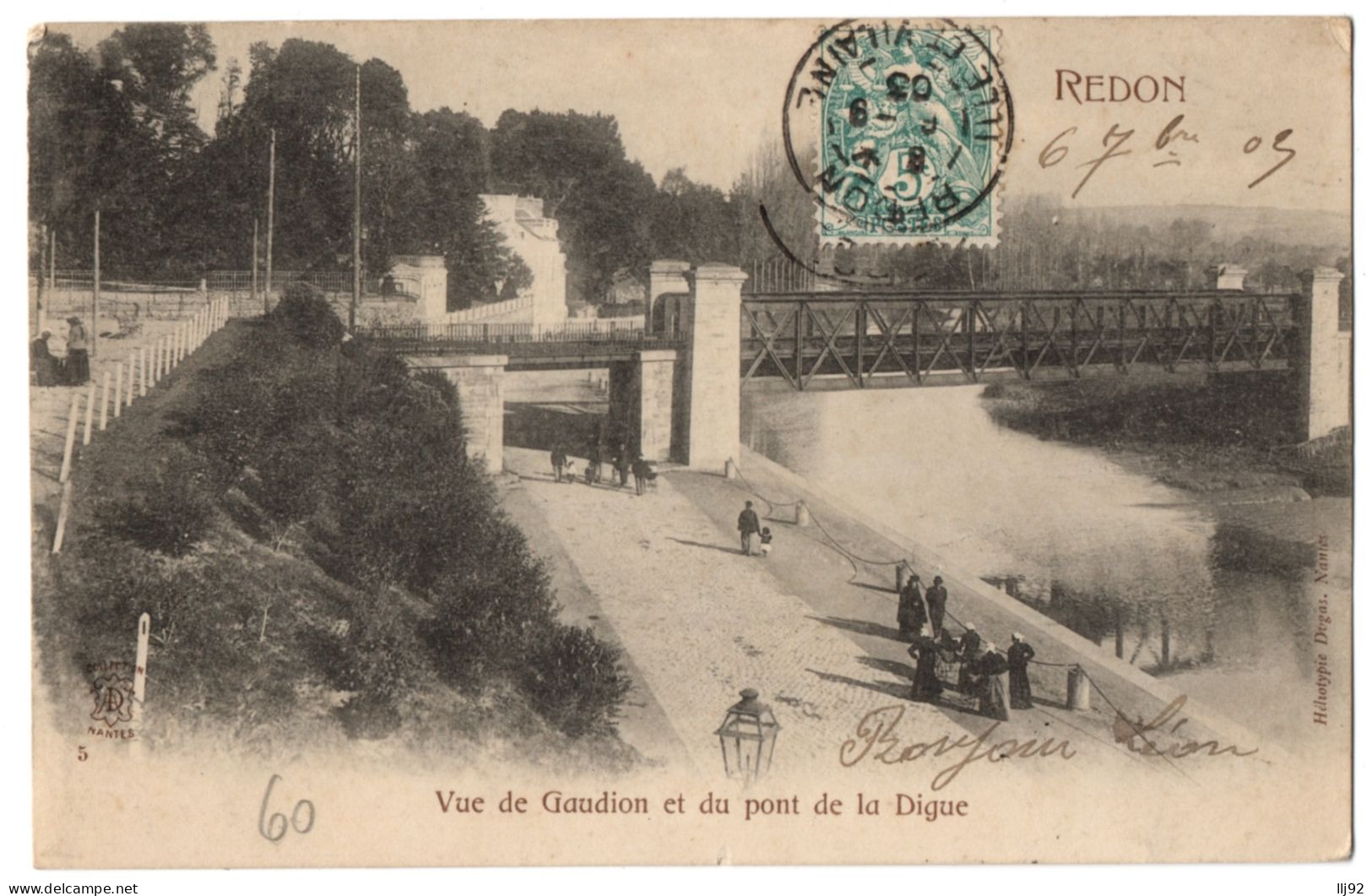 CPA 35 - REDON (Ille Et Vilaine) - 5. Vue De Gaudion Et Du Pont De La Digue - Dos Simple - Redon