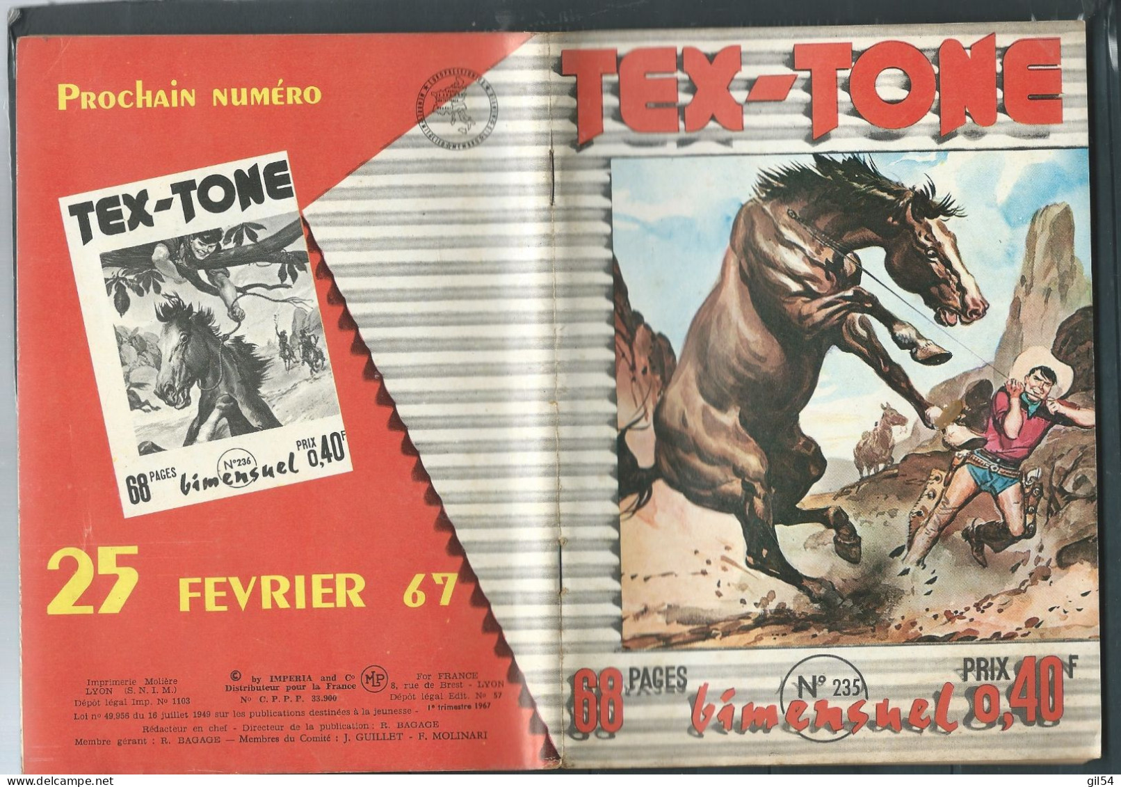 Bd " Tex-Tone  " Bimensuel N° 235 " Rien Qu'un   Cowboy"      , DL  1er Tri. 1967 - BE- RAP 1001 - Piccoli Formati