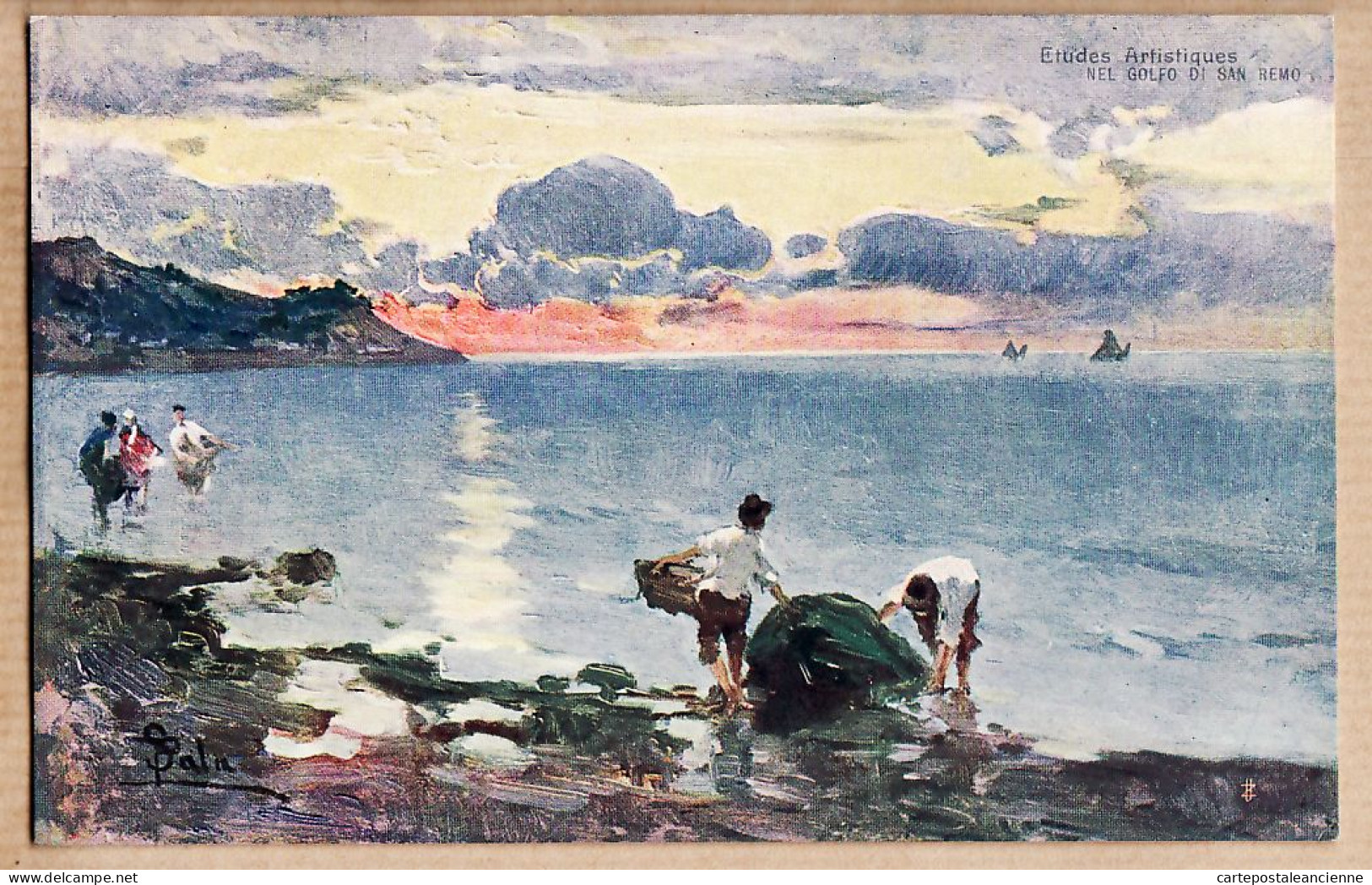 26917 / ⭐ NEL GOLFO DI SAN REMO Pêcheurs à Pied Etudes Artistiques P SALA  PostKarte 1900s Serie 3 N 19 U.Z.M - San Remo
