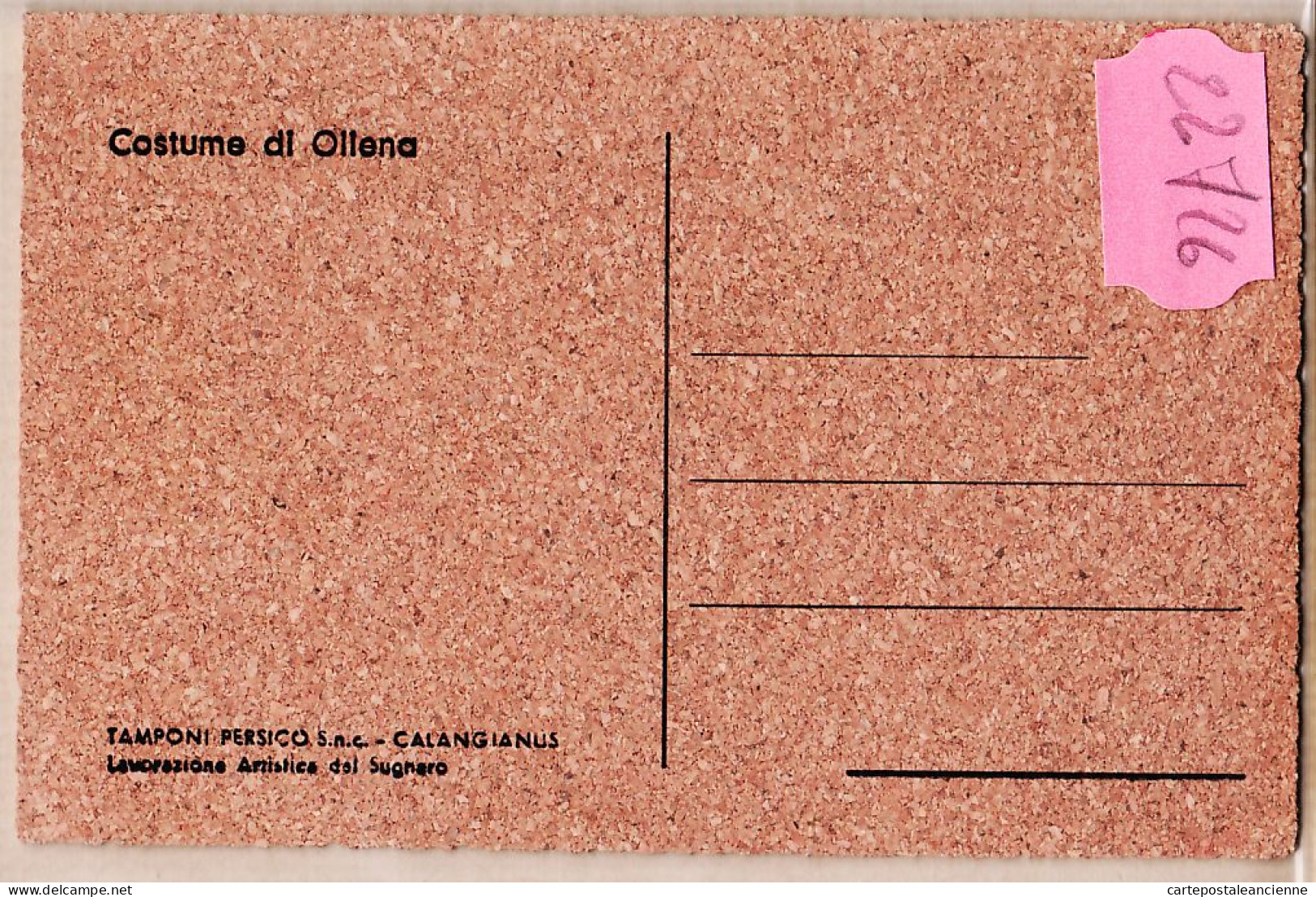 26907 / ⭐ Cartolina In SUGHERO MASURI 1960s Sardegna COSTUME OLIENA Nuoro Sardaigne CALANGIANUS Levorezione Artistica  - Andere & Zonder Classificatie