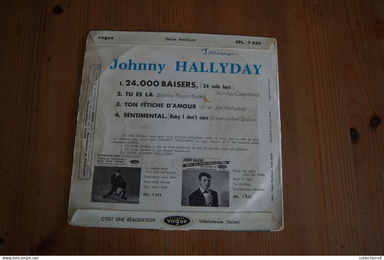JOHNNY HALLYDAY 24 000 BAISERS  EP   1961  VALEUR+ - 45 T - Maxi-Single